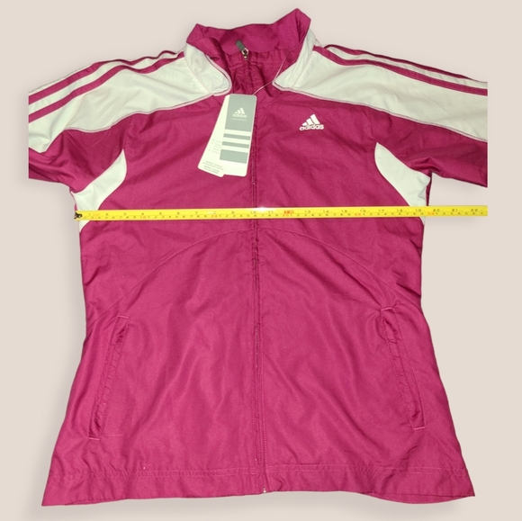 Adidas Maroon and White Zippered Windbreaker Warm-Up Jacket - Picture 4 of 14